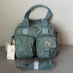 Kipling Snowflake Green Defea Nylon Medium Convertible Shoulder Bag NWT